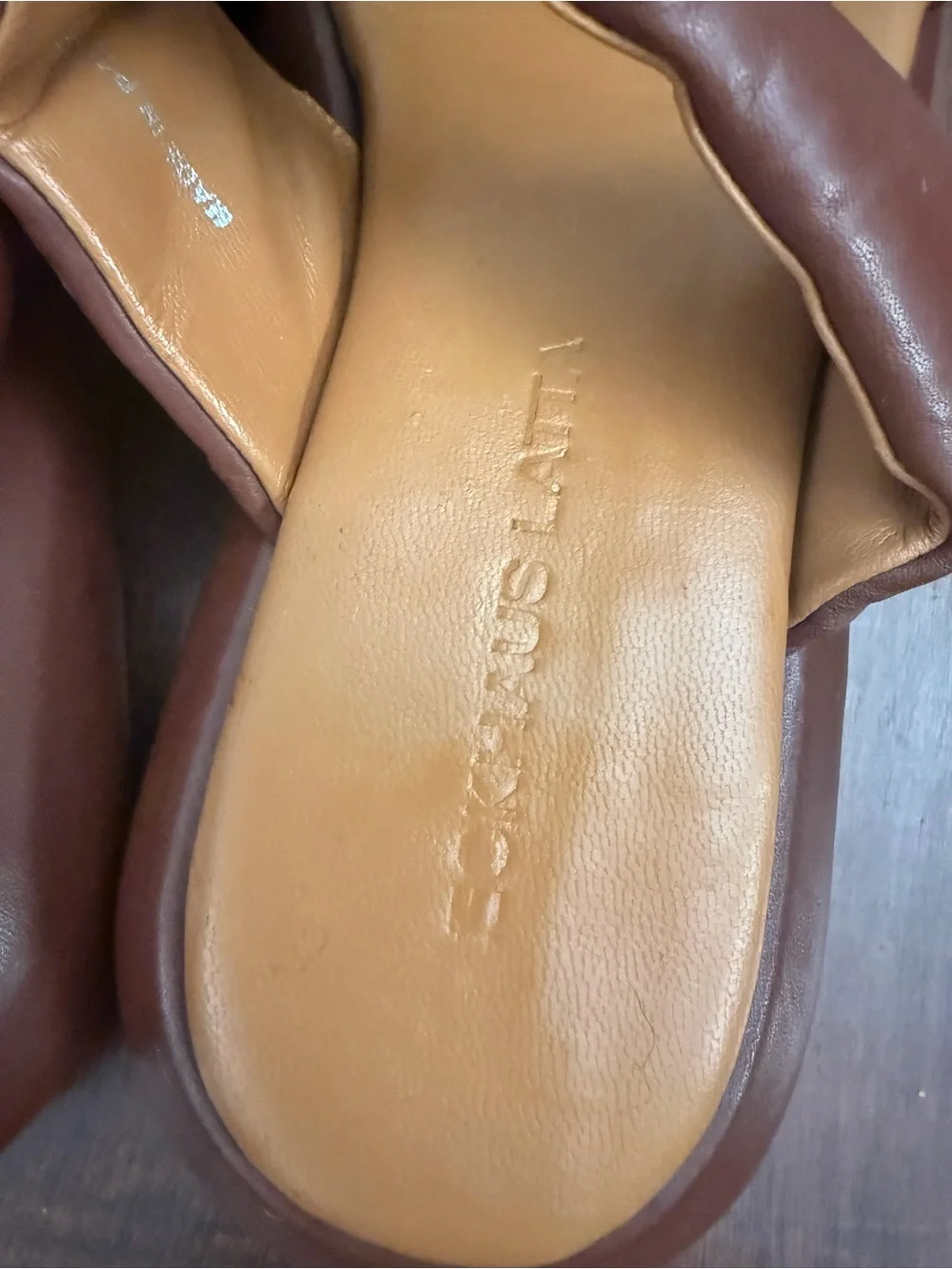 Eckhaus Latta Zee Leather Platform Slides in Brown Size US 10